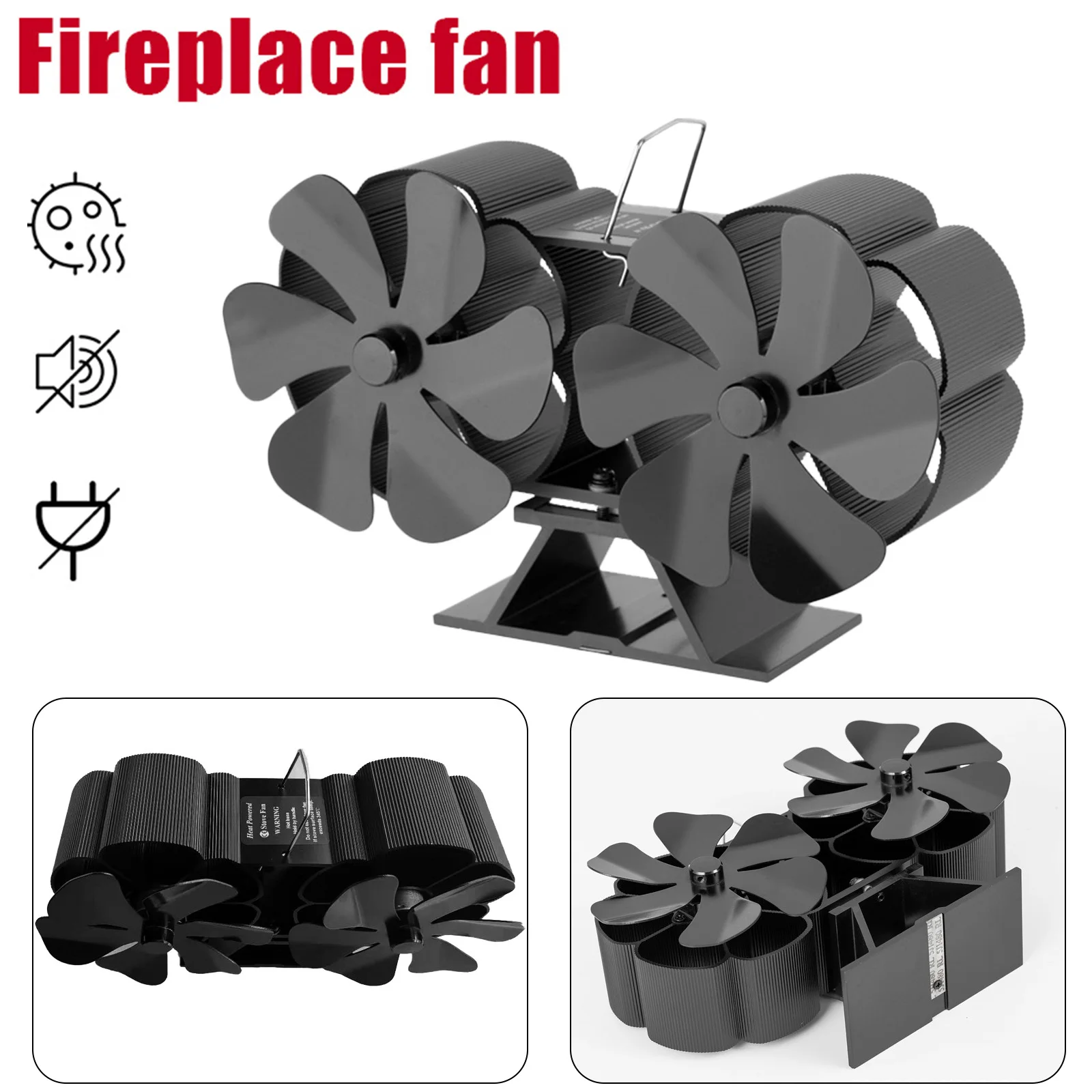 New Arrive Fireplace Fan Stoves Accs Energy Efficient Heat Powered Thermal 12 Blades Aluminum Black Double Head
New Arrive Fireplace Fan Stoves Accs Energy Efficient Heat Powered Thermal 12 Blades Aluminum Black Double Head