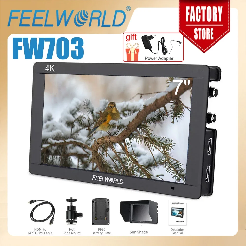 Feelworld Camera Field Monitor 7 Inch FW703 3G SDI 4K HDMI PS Full HD 1920x1200 Portable DSLR Monitor for Sony Nikon Canond
Feelworld Camera Field Monitor 7 Inch FW703 3G SDI 4K HDMI PS Full HD 1920x1200 Portable DSLR Monitor for Sony Nikon Canond