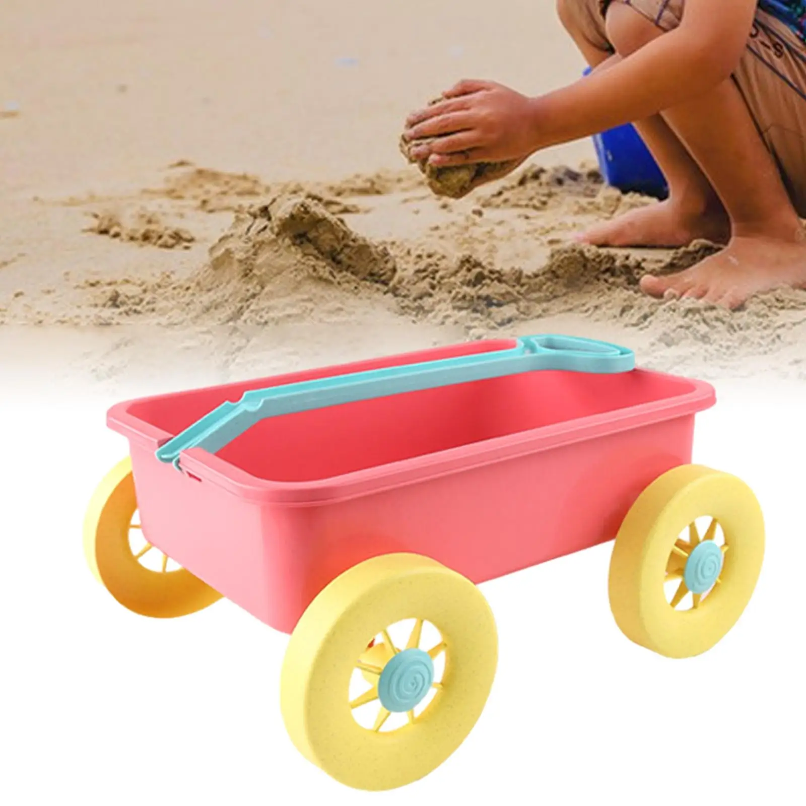

Pretend Play Wagon Toy Outdoor Indoor Toy Children Wagon Cart Summer Sand Toy Trolley for Gardening Summer Beach Seaside Outdoor