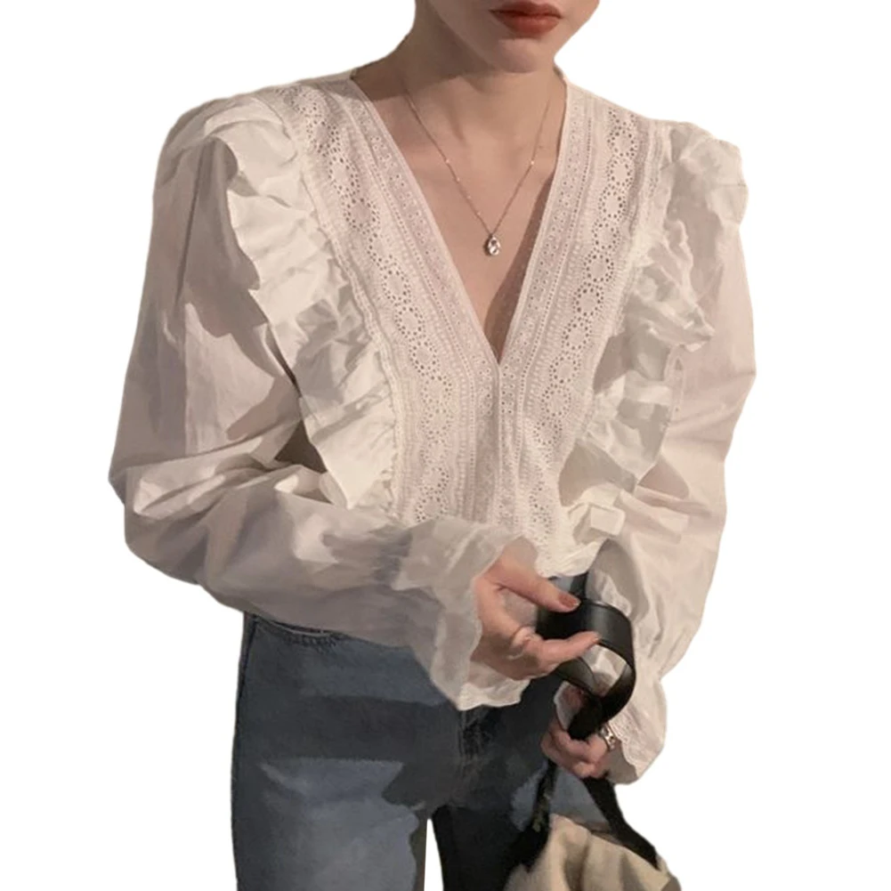 Tops Women Shirt Summer V-Neck Loose Autumn Blouse Daily Elegant Female Long Sleeved Non Strech S-XL Solid Color
Tops Women Shirt Summer V-Neck Loose Autumn Blouse Daily Elegant Female Long Sleeved Non Strech S-XL Solid Color
