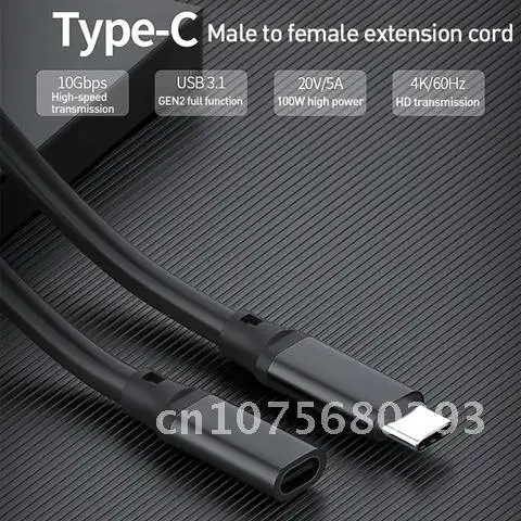 

USB3.1 Type-C Extension Cable 100W USB-C Gen 2 10Gbps Extender Cord For Macbook Nintendo Switch SAMSUNG Laptop HD 4K 60Hz PD 5A