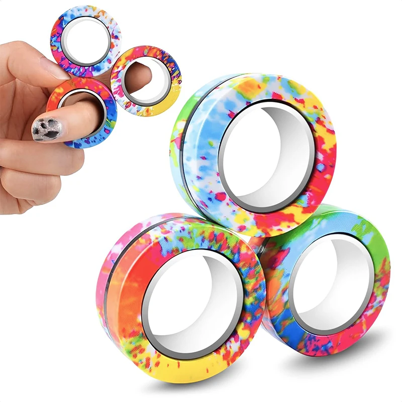 

Magnetic Rings Finger Fidget Spinner Rings Small Fidget Toys for Adults Cool Gadgets Colorful Rings for Boys