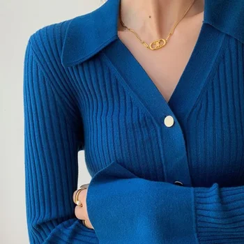 Modismo de Verão: Polo Floral Elegante da FREDD MARSHALL 8 Vintage Luxury Knitted Cardigan Long Sleeve Tops Slim Sweater Polo Large Lapel Korean Fashion Coats High Quality Autumn Jacket