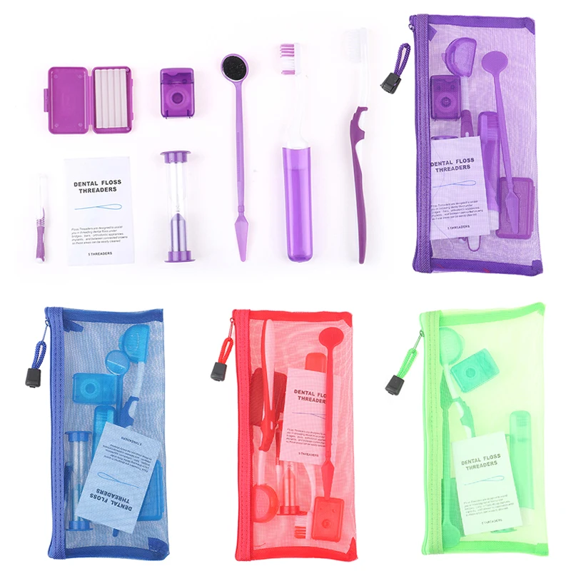 

8Pcs/Set Dental Teeth Orthodontic Kits Oral Cleaning Care Whitening Tool Suit with Interdental Brush Floss Thread Wax Mirror