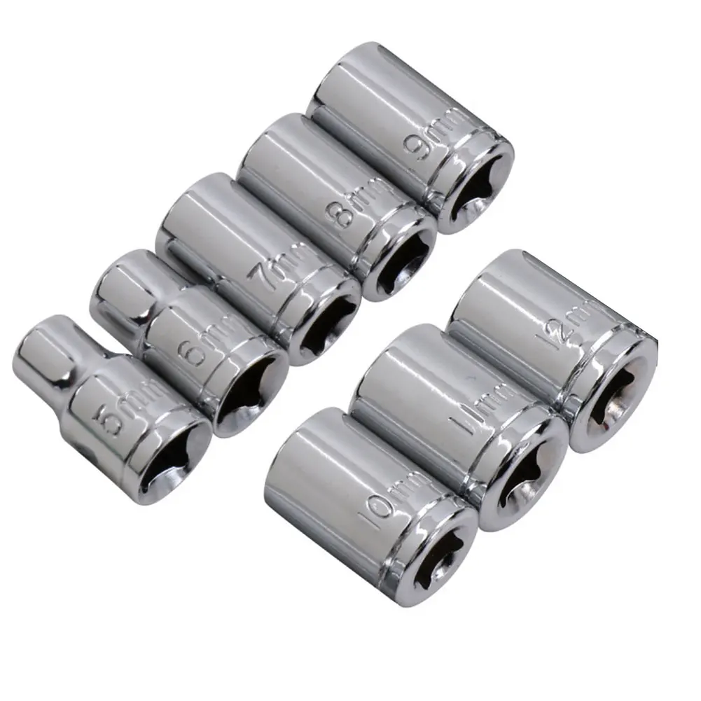 Drive Hex Sockets For Power Drill Hand Tools Hex Bit Replacement Wrenches 1/4 Inch 5-12mm 8pcs/set Accessories
Drive Hex Sockets For Power Drill Hand Tools Hex Bit Replacement Wrenches 1/4 Inch 5-12mm 8pcs/set Accessories