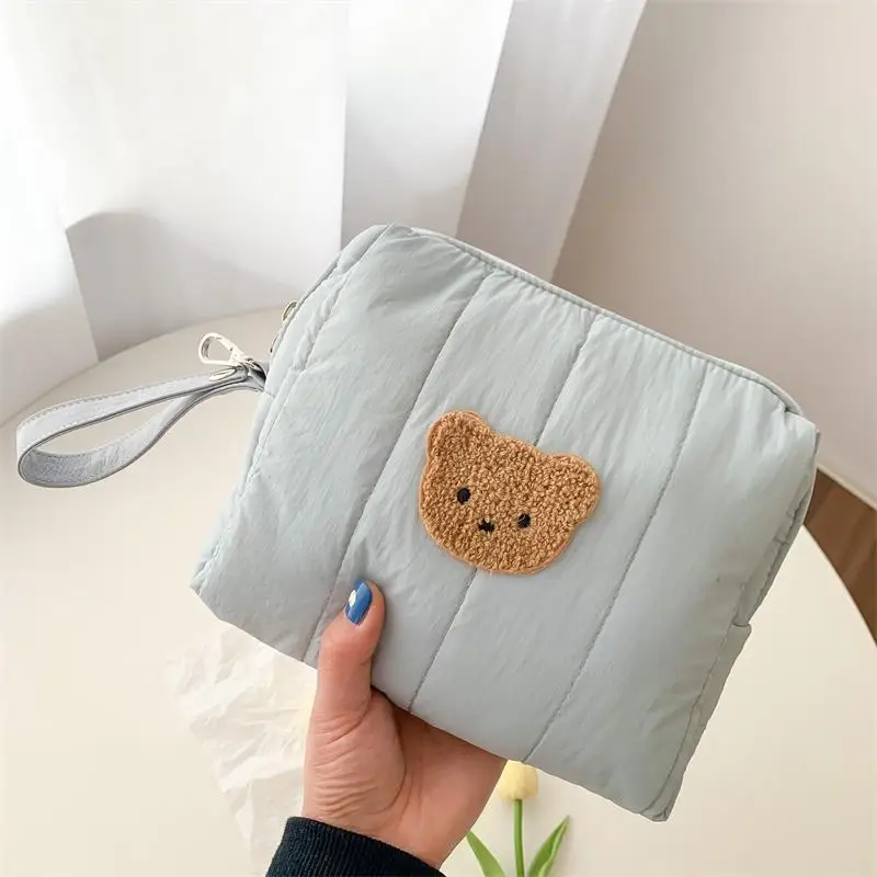 

Bear Embroidery Baby Nappy Bag Stroller Diaper Caddies Bags Portable Nappies Storage Toiletry Organizer Mommy Bag for Mom