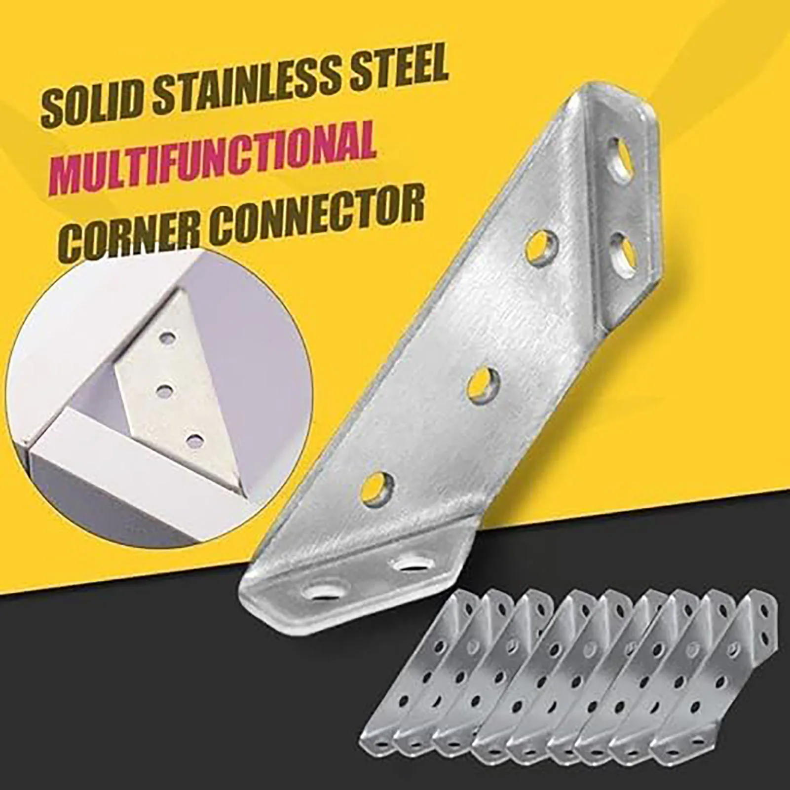 

10 Pcs Corner Code Metal Shelf Heavy Duty Angle Brackets Trapezoid Stainless Steel Brace Braces for Furniture Accessories