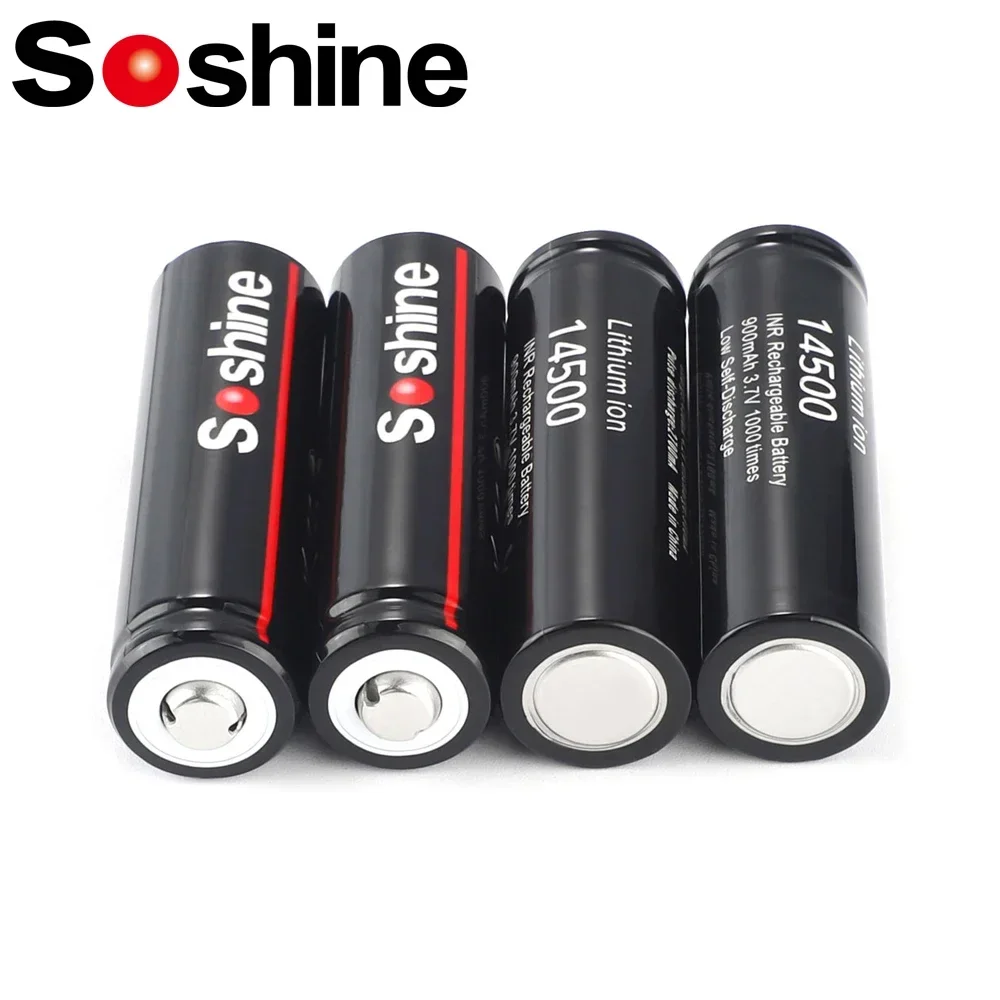 

Soshine 14500 AA Li-ion Battery 3.7V 900mAh Rechargeable Battery Lithium Batteries 1000 Times for LED Flashlight Toys Calculator