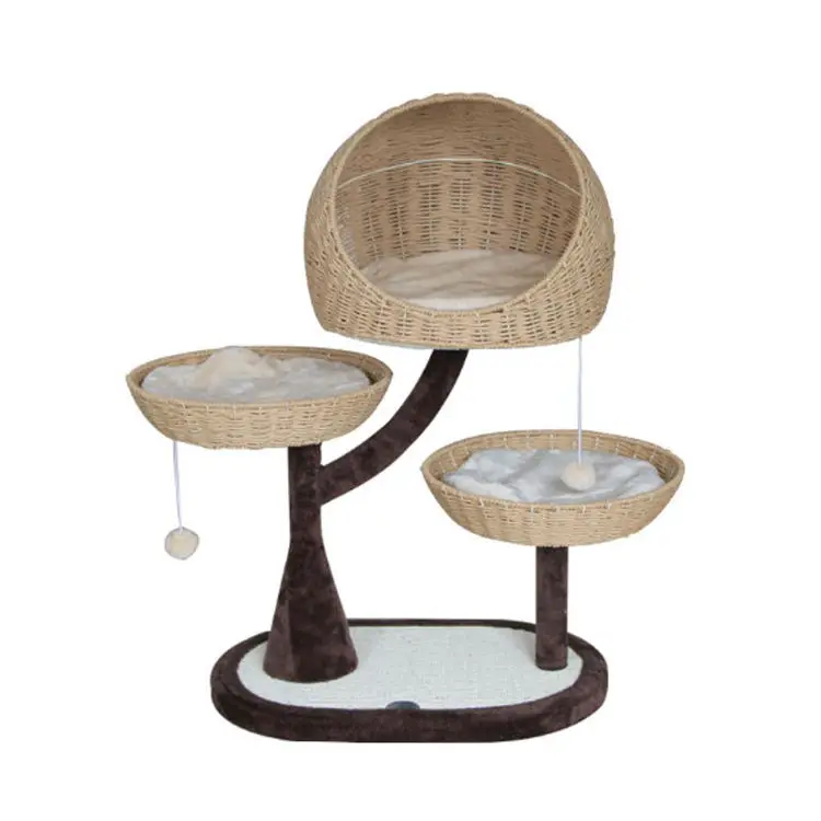 Wooden Stainless Steel Hand-made Rattan Cane Cat Tree 3 Cat Bed Tower House Large Cat Climbing Frame Playing Scratching Post Toy
Wooden Stainless Steel Hand-made Rattan Cane Cat Tree 3 Cat Bed Tower House Large Cat Climbing Frame Playing Scratching Post Toy