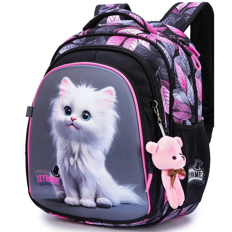 

Cartoon Cat Backpacks For Girls Orthopedic School Bags Primary Grade 1 Students Children Bookbags 7 Years Kids Satchels Mochila