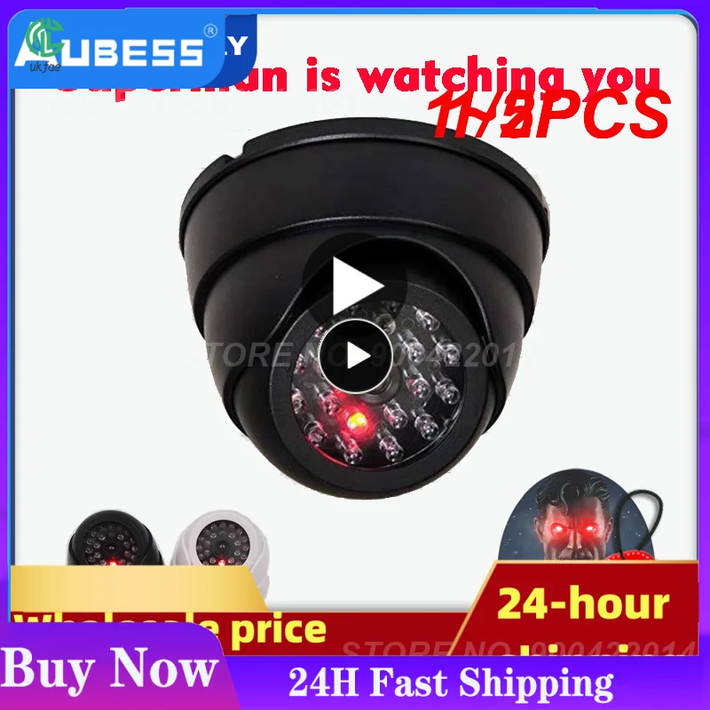 

1/2PCS Wireless Black/White Dummy Camera Fake Plastic Dome CCTV Security Camera With Flashing Led Surveillance System Indoor