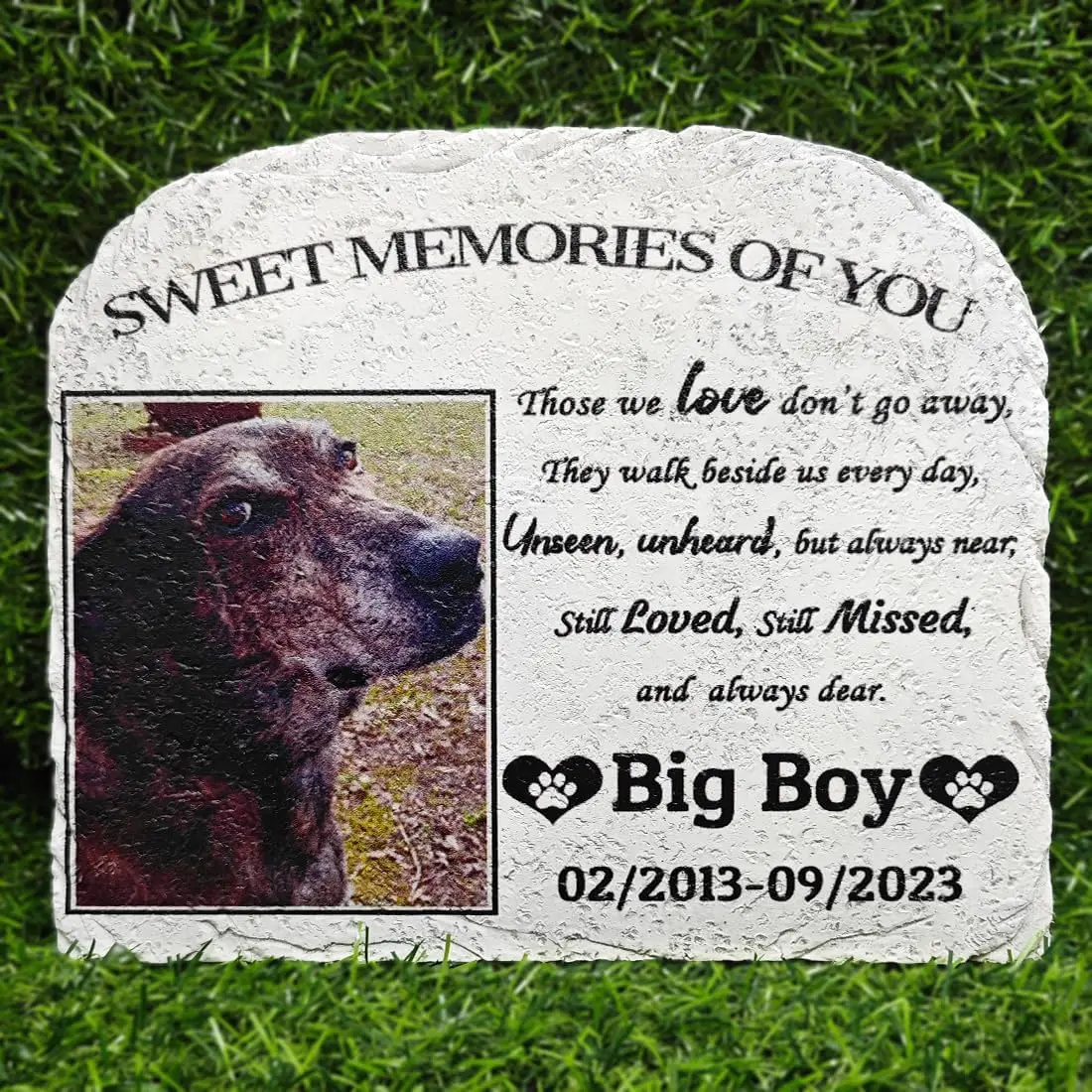

Personalized Pet Memorial Stones, Custom Cat/Dog Memorial Garden Stone with Photo, Lost Pet Sympathy Gifts for Someone (E)