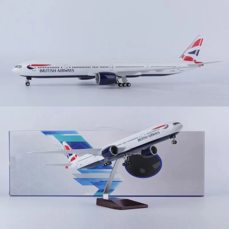 

1/157 Scale 47cm 777 Aircraft Model British Airways B777 Die-Cast Plastic Resin Airplane With Lights And Landing Gear Ornament