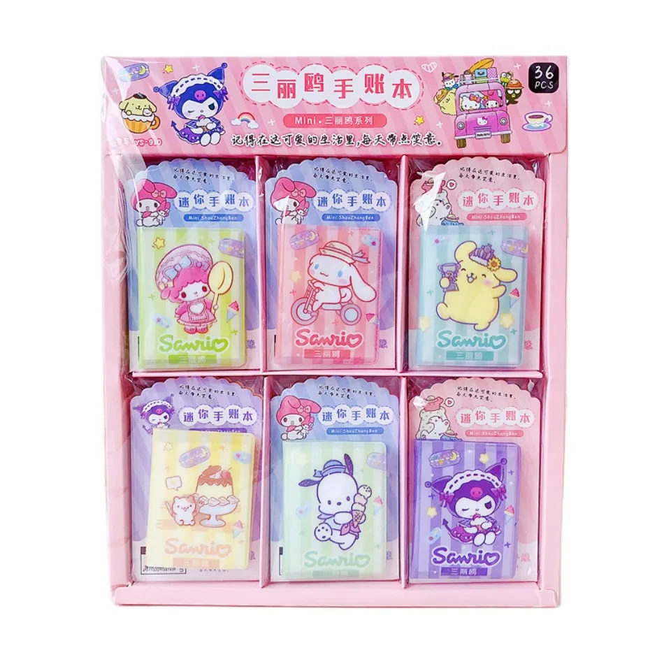 

36pcs Sanrio Melody Kuromi Mini Handbook Cartoon Cute Small Convenient Pocket Notebook Wholesale Of Student Stationery Prizes