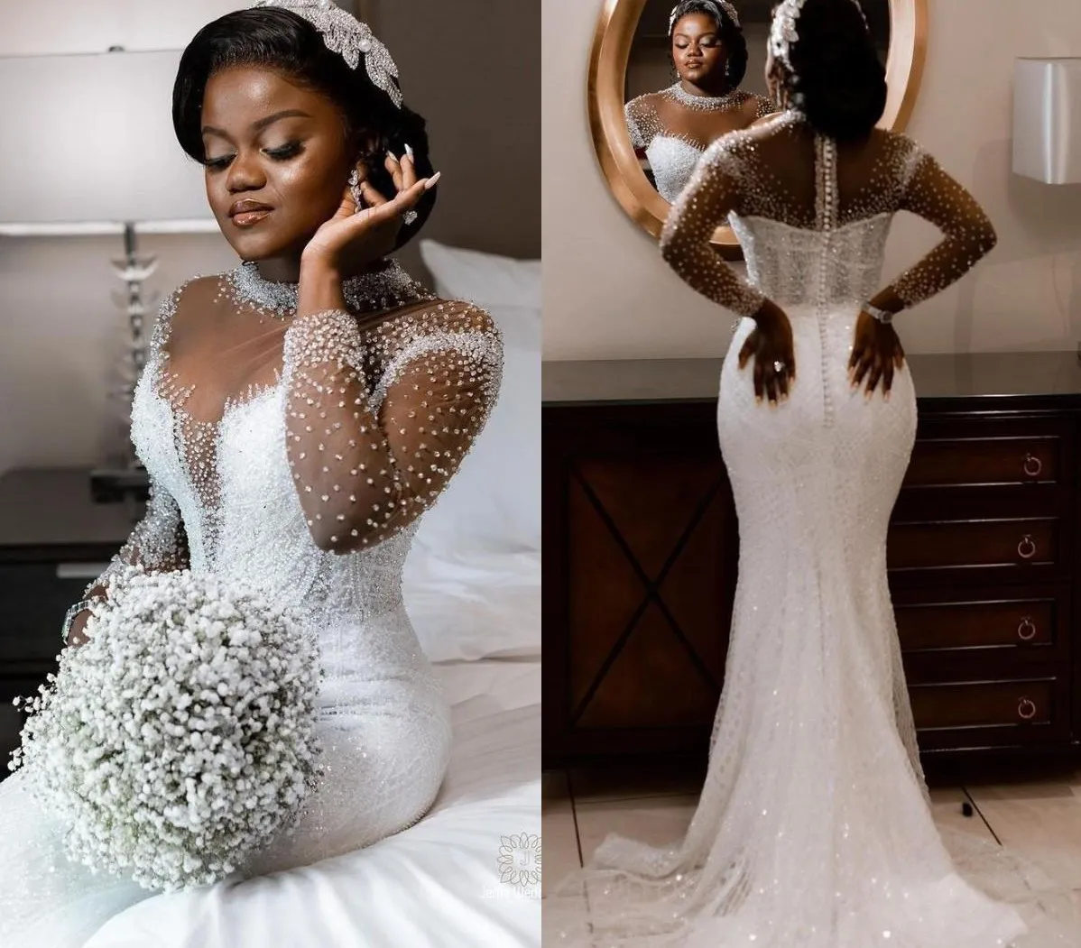 Arabic Dubai Mermaid Sequin Wedding Dresses Beading Long Sleeve Illusion Bridal Gowns Vestidos De Noiva Robe Mariee
Arabic Dubai Mermaid Sequin Wedding Dresses Beading Long Sleeve Illusion Bridal Gowns Vestidos De Noiva Robe Mariee