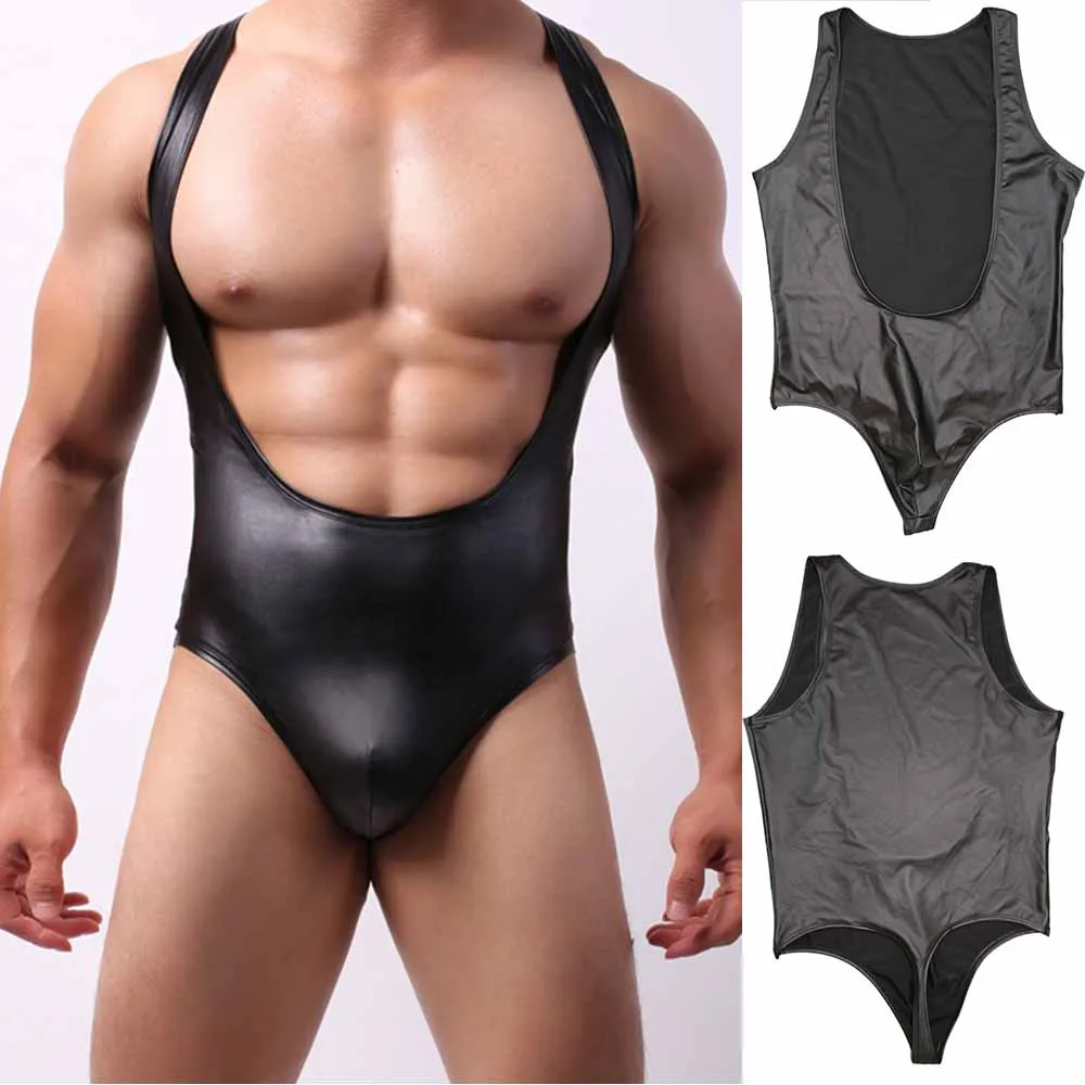 Men'S Faux-Leather Fun Open-Chested Bodysuit Underwear Black Patent Leather Vest Nightclub Outfit Male Sexy Erotic Bodysuits
Men'S Faux-Leather Fun Open-Chested Bodysuit Underwear Black Patent Leather Vest Nightclub Outfit Male Sexy Erotic Bodysuits