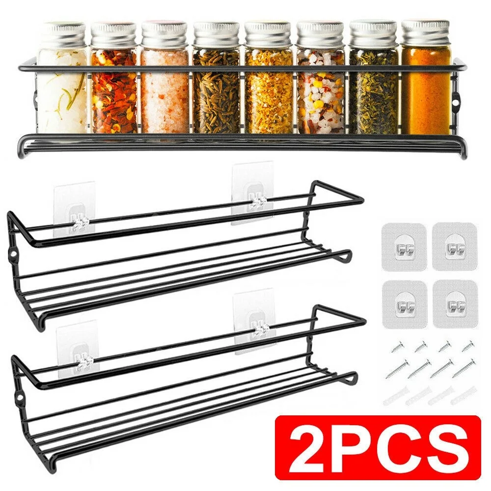2pcs Spice Organizer Rack Hanging Wall Metal Spice Holder Seasoning Bottle Shelf Kitchen Spice Jar Shelf Without Drilling
2pcs Spice Organizer Rack Hanging Wall Metal Spice Holder Seasoning Bottle Shelf Kitchen Spice Jar Shelf Without Drilling