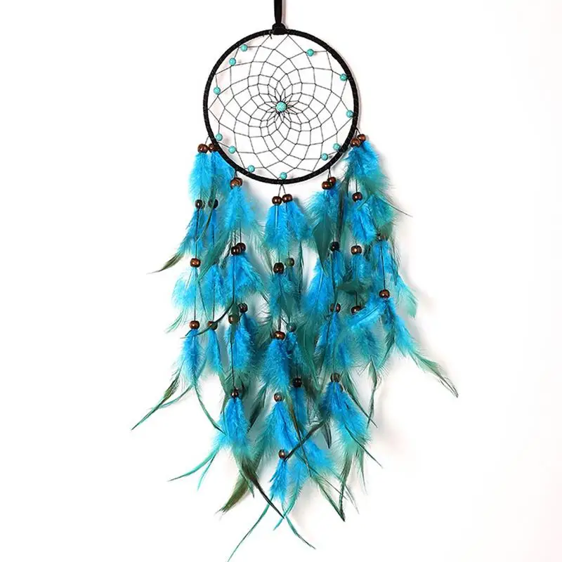 

Handmade Dream Catcher Light Blue Feather Pendant Home Hanging Craft Gift Fairy Dreamcatcher Ornament Wall Bedroom Decoration