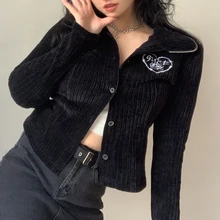 WeiYao Gothic Embroider Knited Women's Outwear Dark Academic Casual Preppy Style Coats Autumn Winter Long Sleeve Sweatshirt
WeiYao Gothic Embroider Knited Women's Outwear Dark Academic Casual Preppy Style Coats Autumn Winter Long Sleeve Sweatshirt