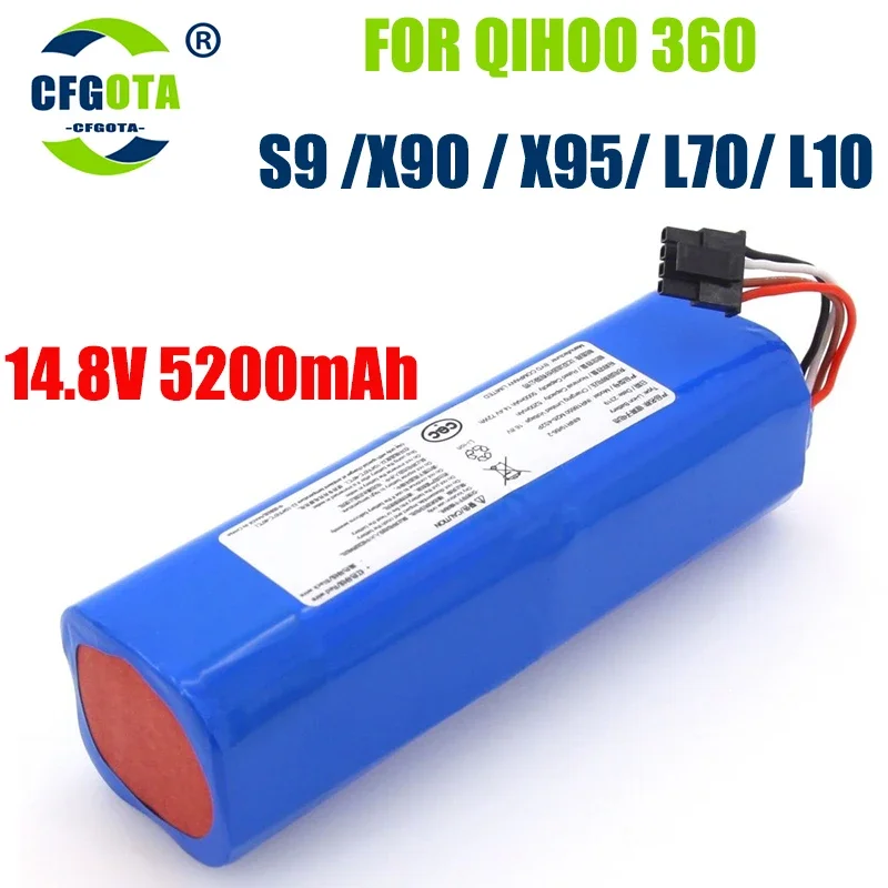 

New 14.8V 5200mAh Battery Pack for Qihoo 360 S9 Robotic Vacuum Cleaner Spare Parts Accessories Replacement Batteries