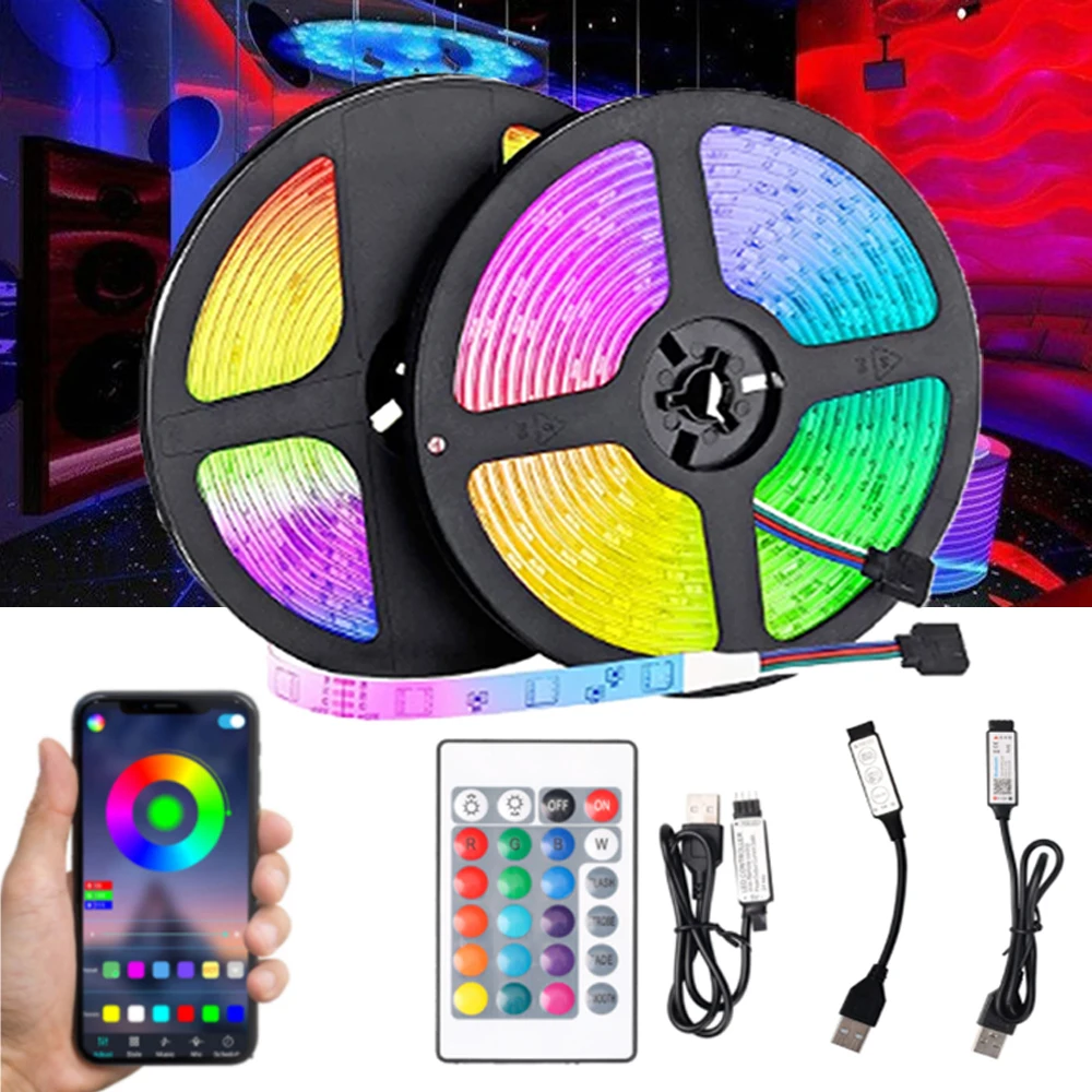 Светодиодная ленсветильник RGB 5050 с дистанционным управлением через приложение Bluetooth, 5 В, USB
Светодиодная ленсветильник RGB 5050 с дистанционным управлением через приложение Bluetooth, 5 В, USB