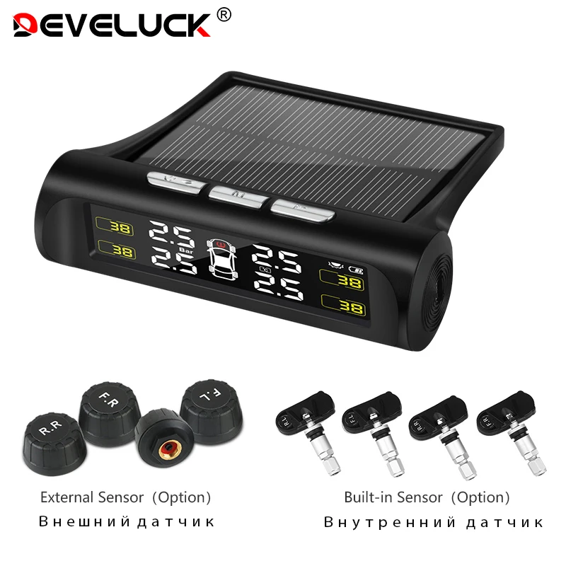 

Develuck Smart Car TPMS Tyre Pressure Monitoring System Solar Power Digital LCD Display Auto Security Alarm Systems