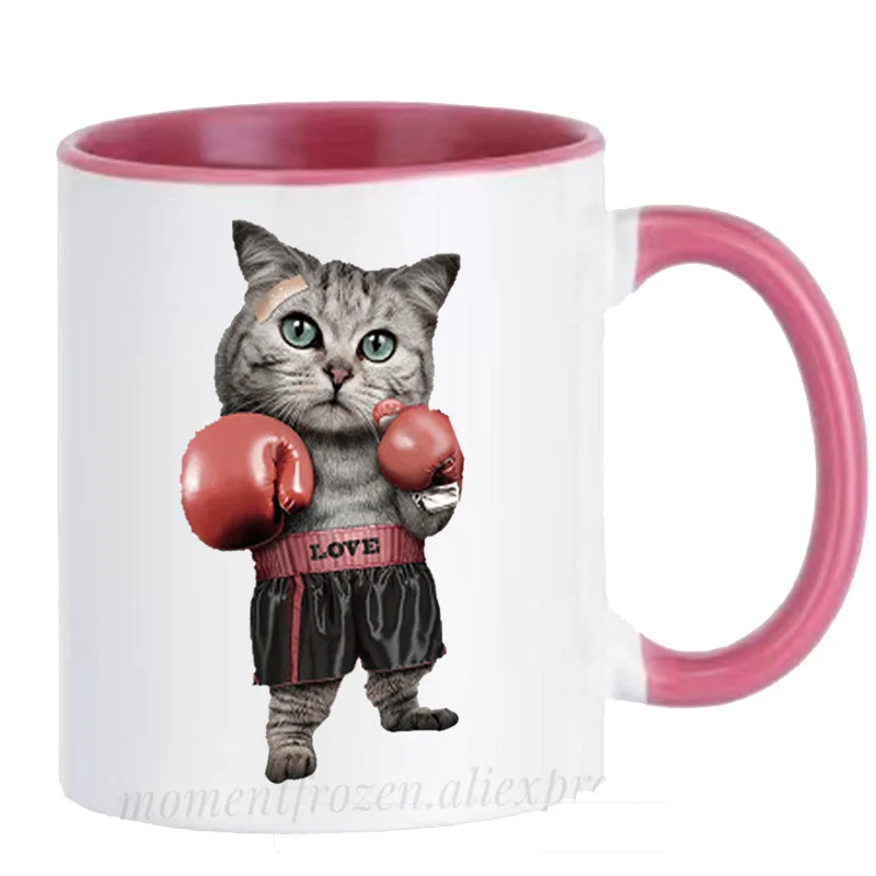 

Боксерские кофейные кружки в виде кота, чашка для чая, папа, папа, дети, посуда для кофе, домашняя наклейка, молочная посуда, пивная плитка
