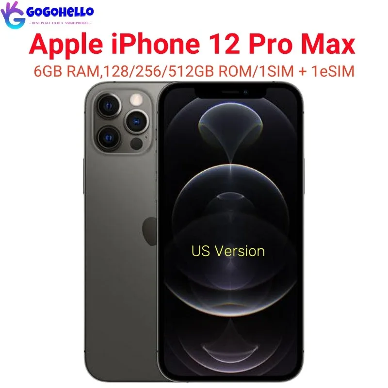 

Original Apple iPhone 12 Pro Max 6.7'' 6GB 128/256/512GB ROM IOS A14 Bionic Hexa Core Triple 12MP 98% New Unlocked 5G Cellphone