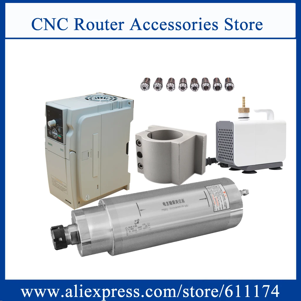 Lower speed 5.5Kw AC380V Metal spindle motor 9000rpm ER32 + 5.5kw VFD inverter + DK-5000 Water Pump + 125mm clamp + ER32 Collect
Lower speed 5.5Kw AC380V Metal spindle motor 9000rpm ER32 + 5.5kw VFD inverter + DK-5000 Water Pump + 125mm clamp + ER32 Collect