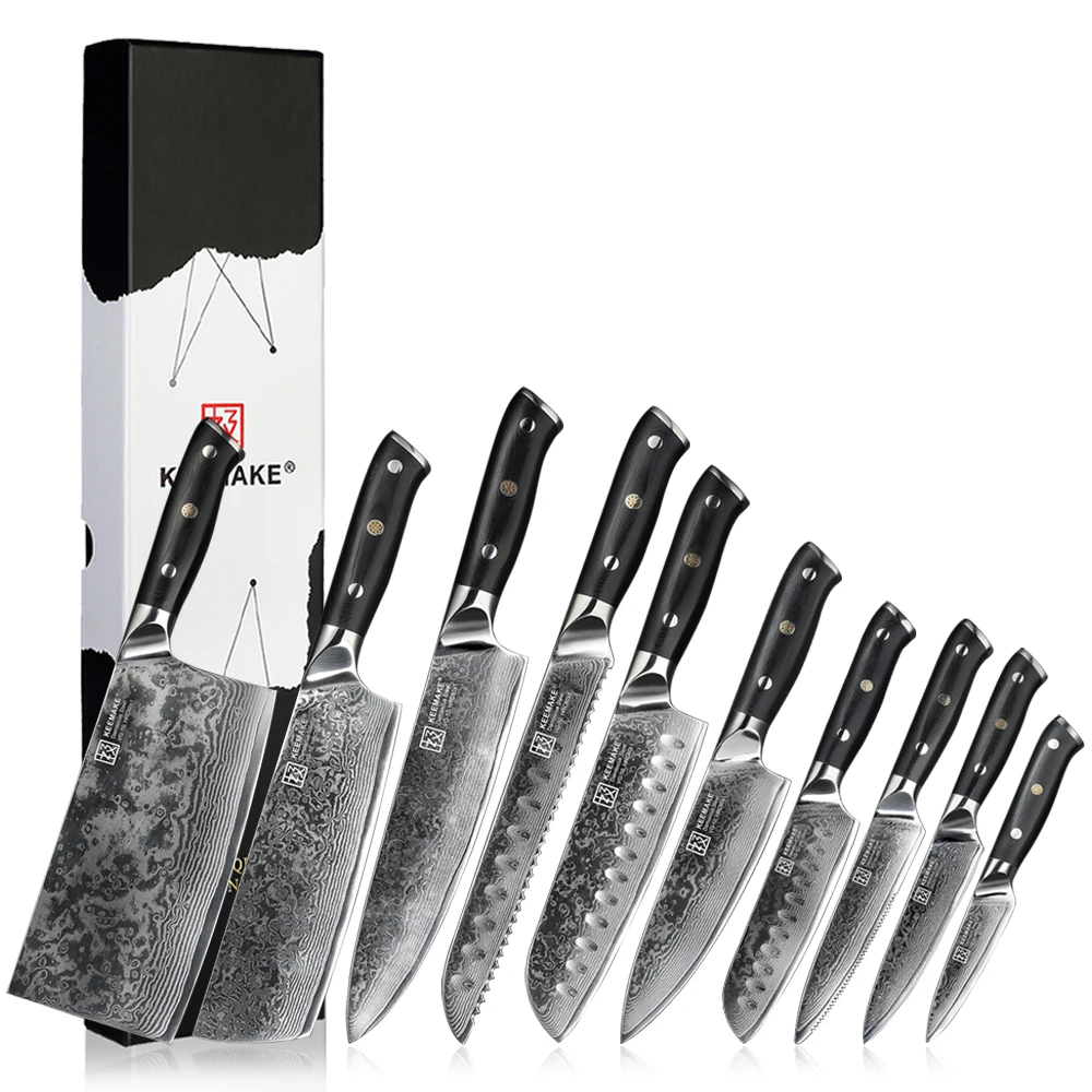 

KEEMAKE Kitchen Design Knives Set Utility Japanese Chef's Slicing Knife High Carbon Damascus Steel Vegetable Meat Cutting Knife