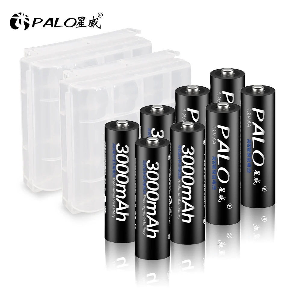 

PALO 1.2V 4-16PCS AA NIMH Rechargeable Battery 3000mAh AA 2A NI-MH Battery Batteries for Keyboard Mouse Toy Car Remote Control