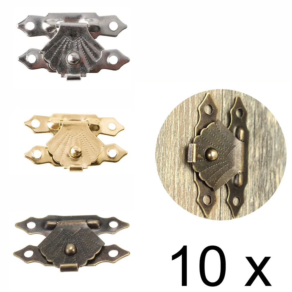 

10PCS Antique Bronze Decorative Iron Sheet Padlock Hasps Latch Clasp Lock Wooden Wine Gift Box Buckle Lock Furniture Hardware