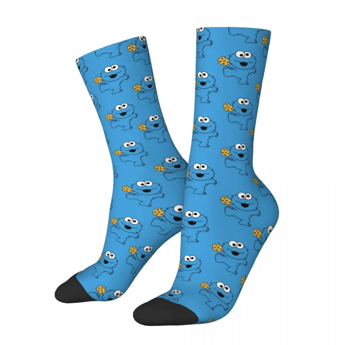 

Sesame Street Elmo Cookie Face Blue Funny Socks for Women Men Novelty Street Style Crazy Spring Summer Socks Gifts