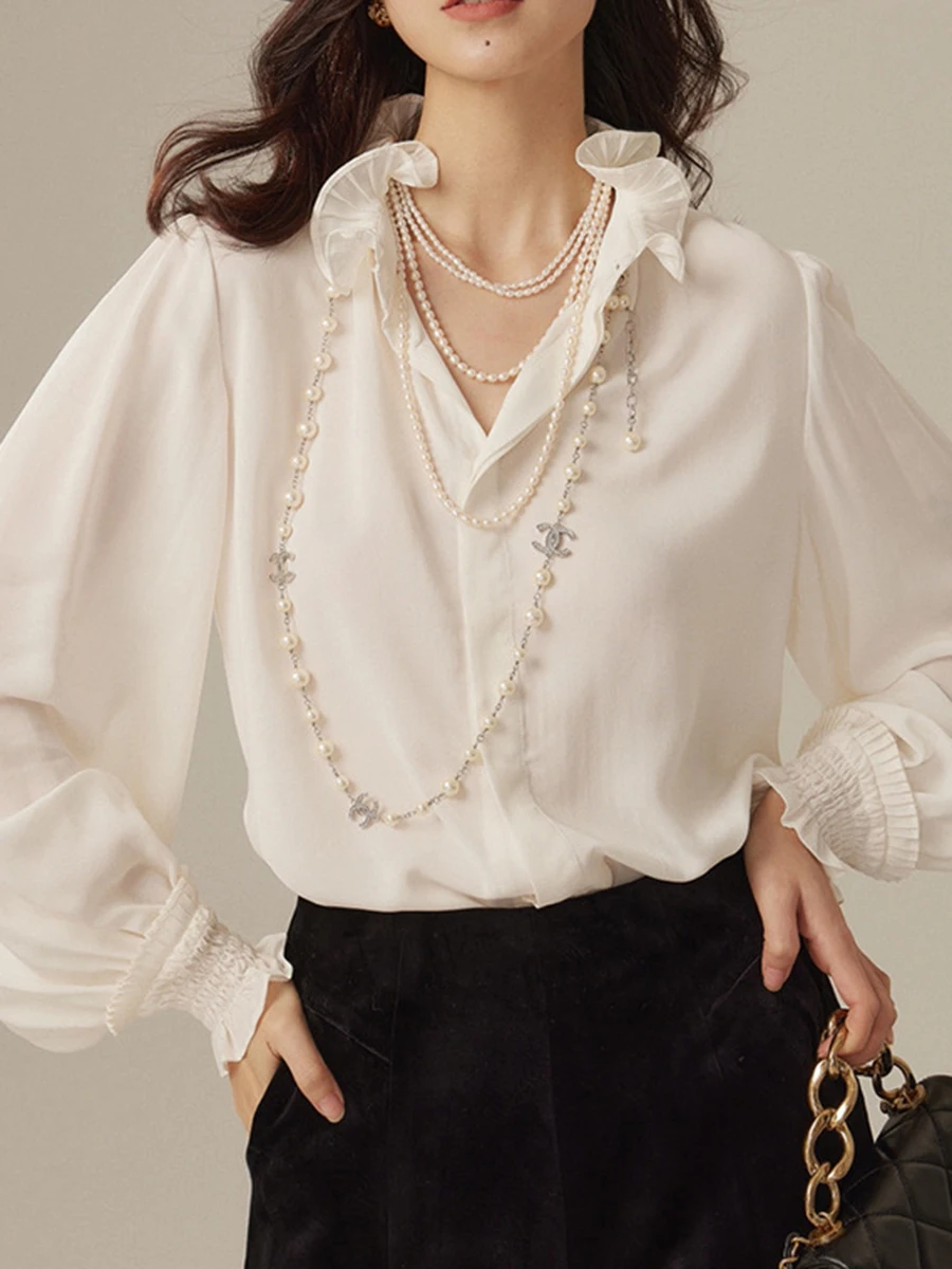 Solid Ruffles Casual Blouses 2023 Spring V-neck Button Long Puff Sleeve Female Blouse Elegant Vintage Chic Classic Women Shirts
Solid Ruffles Casual Blouses 2023 Spring V-neck Button Long Puff Sleeve Female Blouse Elegant Vintage Chic Classic Women Shirts