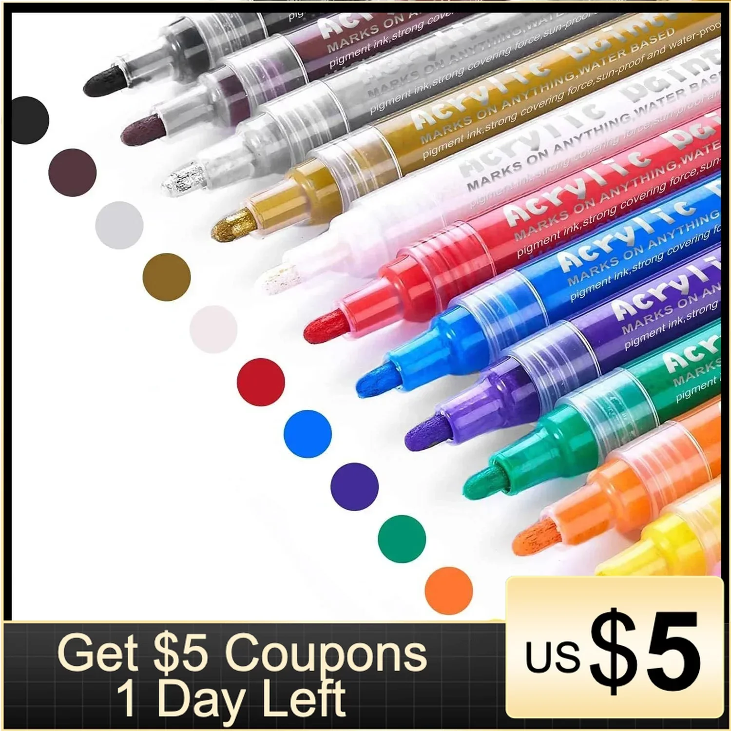 

Акриловые ручки для рисования, 12 цветов, набор водонепроницаемых художественных маркеров для рисования по камню, творчества, керамики, стекла, холста
