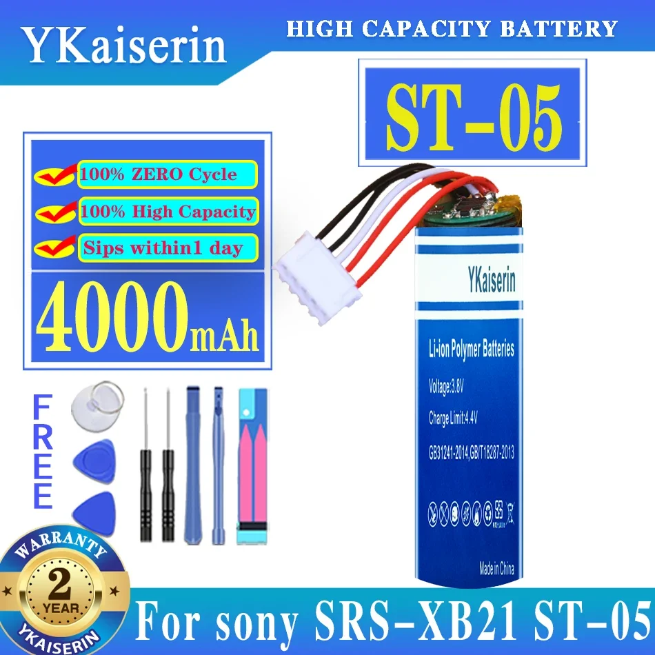 

New YKaiserin Battery 4000mAh For Sony SRS-XB21 ST-05S Bluetooth Speaker Li-ion Bateria