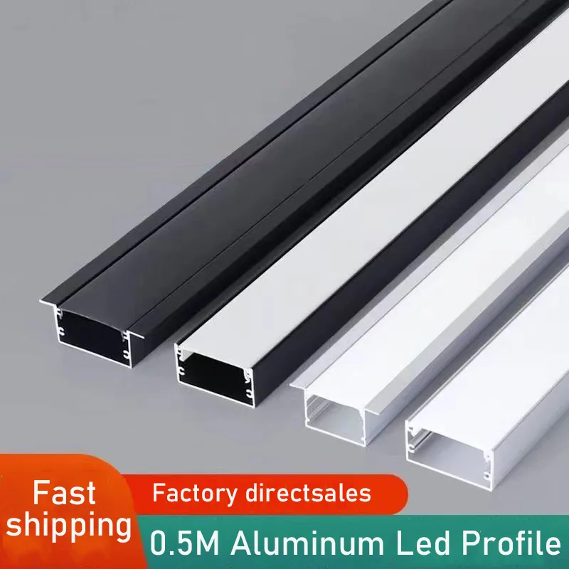 

Embedded Aluminum Linear Light 0.5m 5-15pcs Recessed V/U/YW Style For Cabinet Closet Wine Bar Lamp Strip Reflective Profile