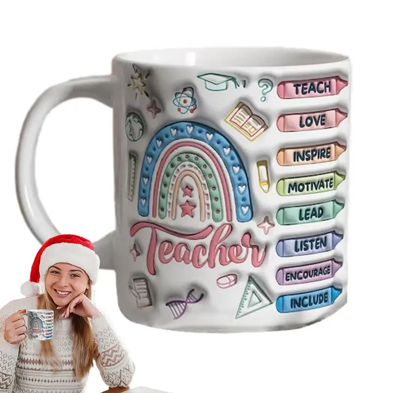 

Teacher Gift Mugs Creative Coffee Cups 350ml Outdoor Picnic Drinks Juice Milk Camping Mugs Handle Drinkware Gifts