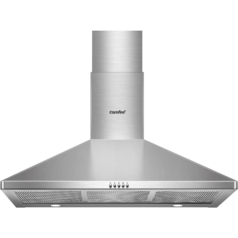 

DUTRIEUX 36 Inch Ducted Pyramid Range Stainless Steel Wall Mount Vent Hood with 3 Speed Exhaust Fan,Convertible to Ductless