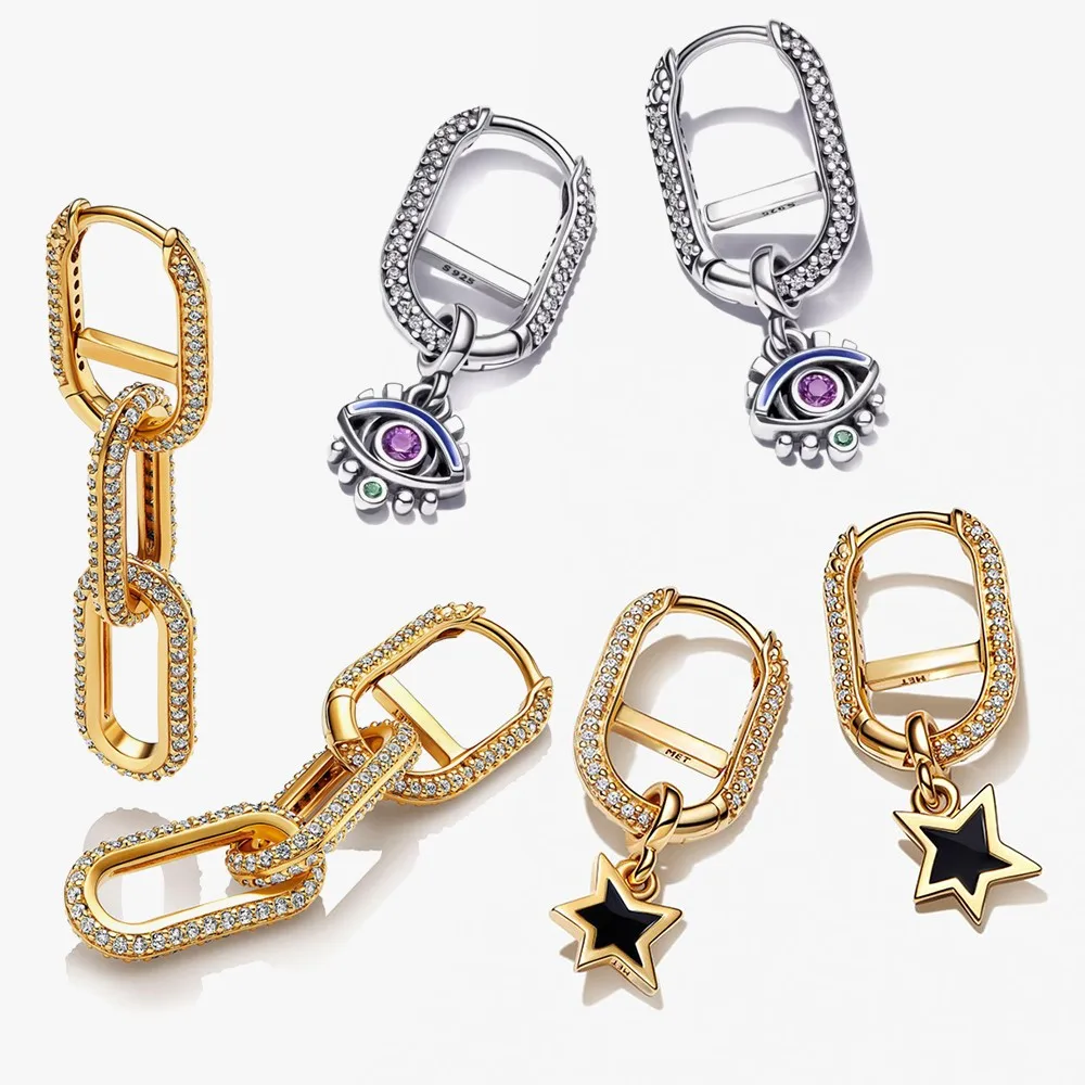 925 Sterling Silver Me Festival Link Hoop Earring Gold Color and Charms fit for Original Bracelet or Rings DIY Jewelry
925 Sterling Silver Me Festival Link Hoop Earring Gold Color and Charms fit for Original Bracelet or Rings DIY Jewelry