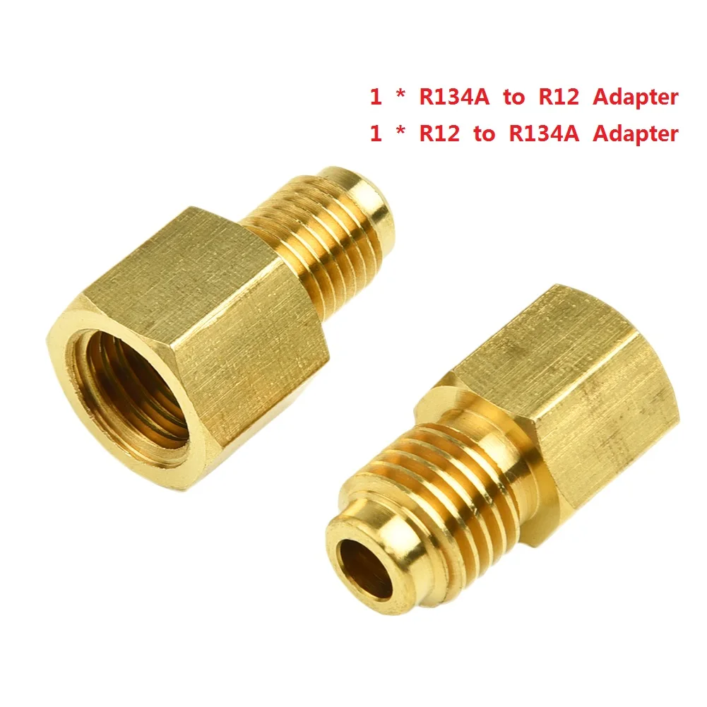 R12 To R134A Adapter Connector Gold Brass R12 To R134a Adapter Set 1/4 Female Bell X 1/2 Male ACME Anti Aging High Quality
R12 To R134A Adapter Connector Gold Brass R12 To R134a Adapter Set 1/4 Female Bell X 1/2 Male ACME Anti Aging High Quality