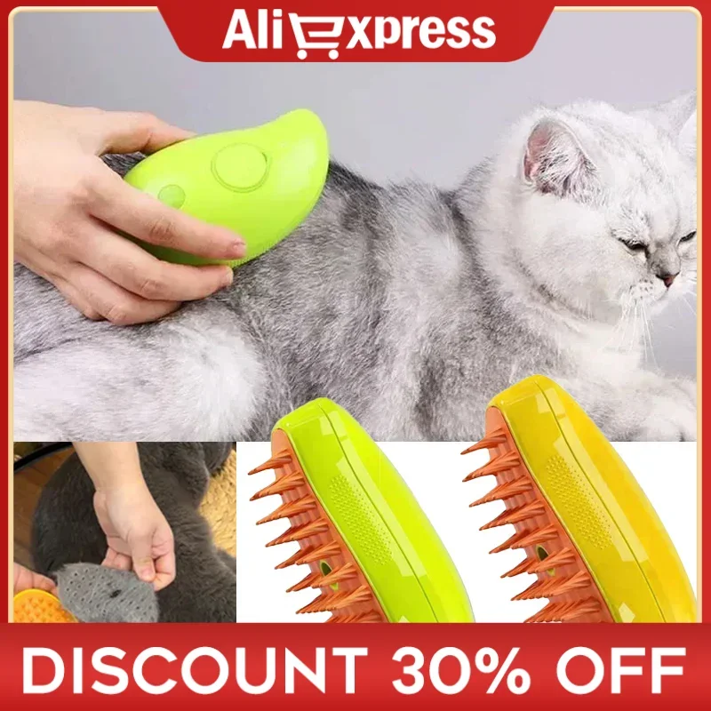

Cat Dog Steamy Brush Massage Grooming Comb Built-in Electric Water Spray Soft Silicone Pet Hair Removal Brush Grooming Supplies