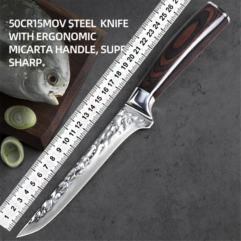 6" Inch Butcher Boning Knife Handmade Forged High Quality Stainless Steel Kitchen Chef Knife for Bone Meat Fish Fruit Vegetables 
6" Inch Butcher Boning Knife Handmade Forged High Quality Stainless Steel Kitchen Chef Knife for Bone Meat Fish Fruit Vegetables