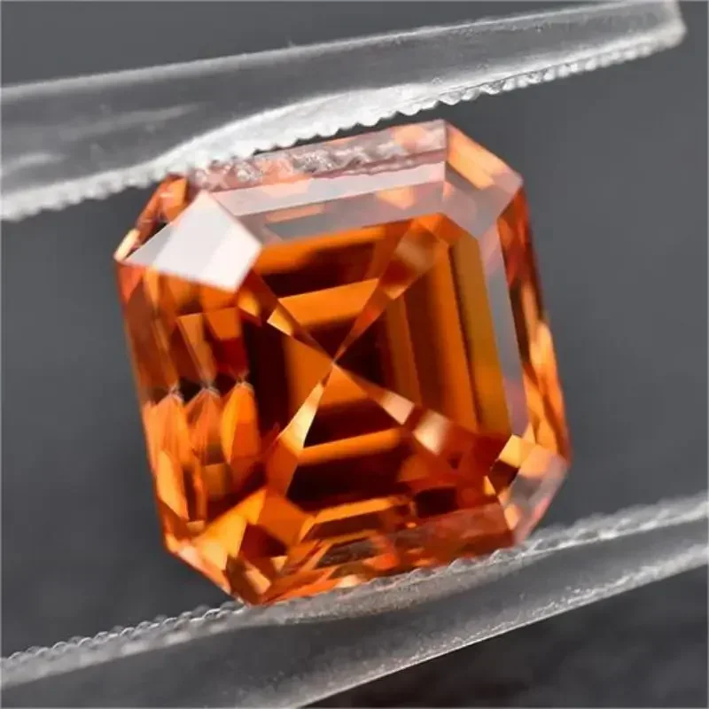 

GRA Certificate Orange Asscher Cut Moissanite Loose Stone Lab Grown Jewelry Material Pass Diamond Tester