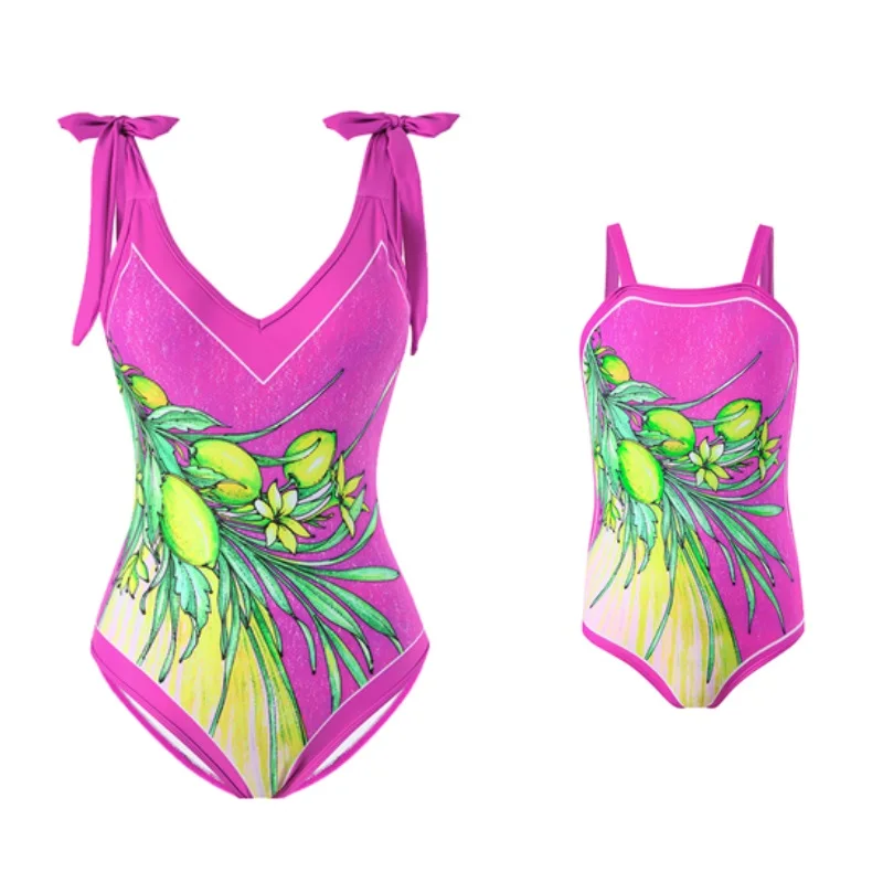 

One-Piece Mother Daughter Matching Bikini Swimsuits Family Set Tank Mommy and Me Swimwear Clothes Women Girls Bathing Suits 2024