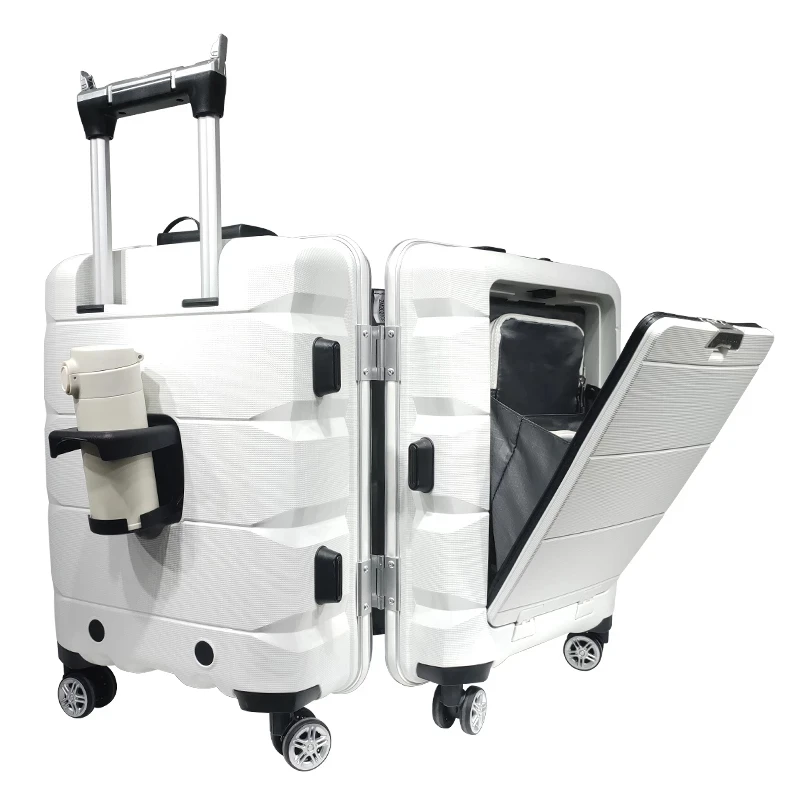 Travel Durable PP Trolley Suitcase Rolling Hard Shell Spinner Luggage Set with Front Opening Laptop Mobile Cup Holder
Travel Durable PP Trolley Suitcase Rolling Hard Shell Spinner Luggage Set with Front Opening Laptop Mobile Cup Holder