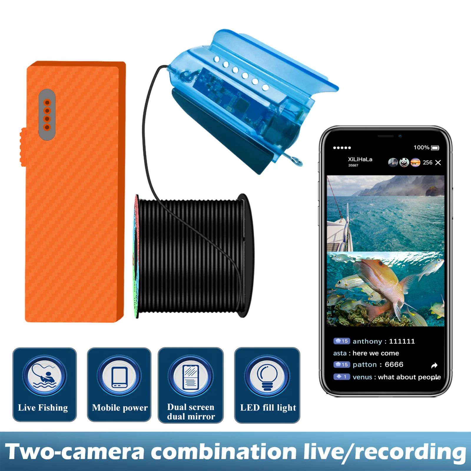Wireless Underwater Fishing Camera 1080P Underwater Live Camera Fish Finder Rechargeable Battery with 50M Cable
Wireless Underwater Fishing Camera 1080P Underwater Live Camera Fish Finder Rechargeable Battery with 50M Cable