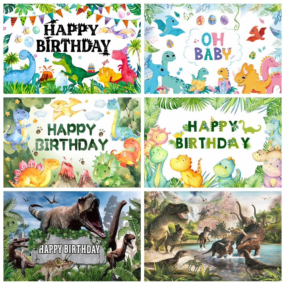 

Dinosaur Theme Party Backdrop Decor Tropical Jungle Oh Baby Birthday Party Photography Background Banner Photo Studio Photo Prop
