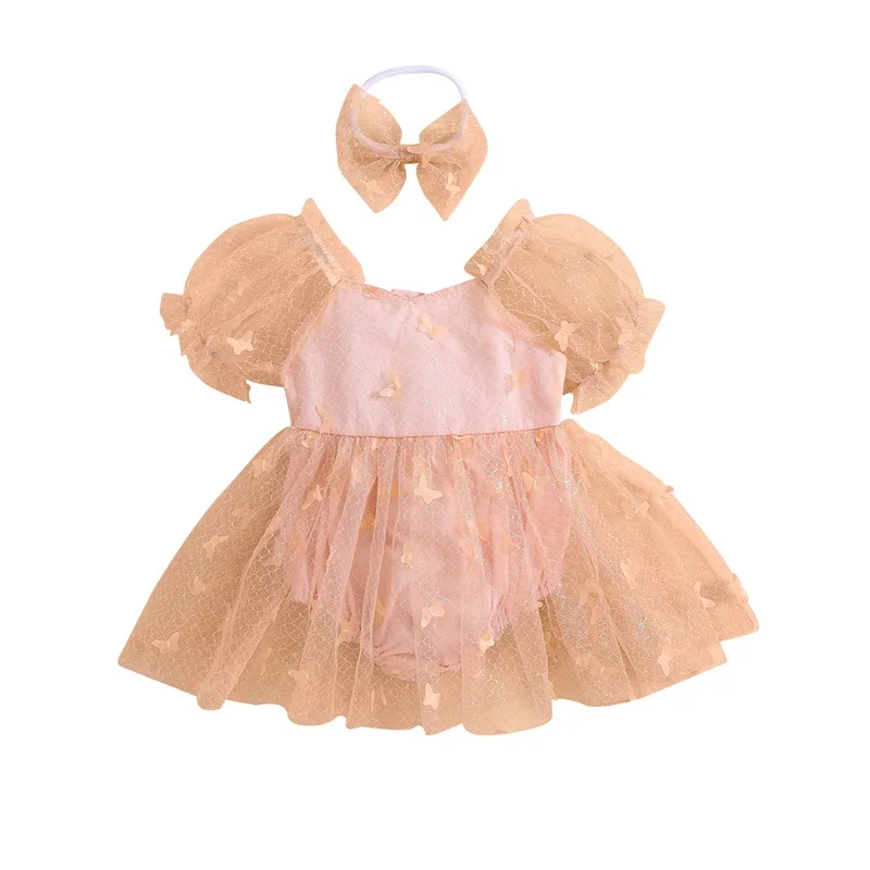 

Newborn Baby Girl Romper Dress Ruffle Heart Lace Tutu Dresses Jumpsuits Bodysuits Headband 2pcs Princess Outfit