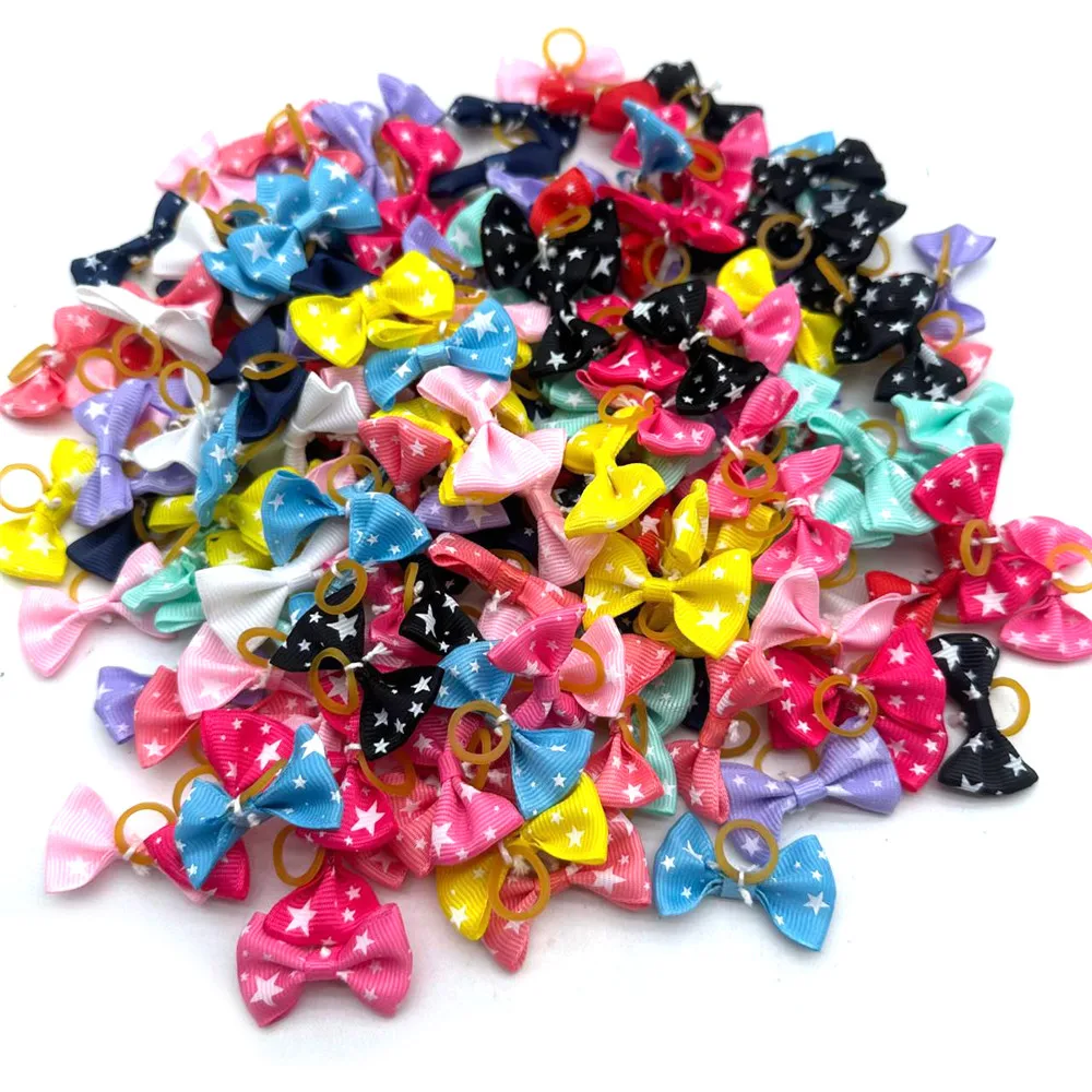 

50PCS Pet Dog Hair Accessories Star Style Dog Bowknot Pet Grooming Hair Bows for Small Dog Cat Accessoreis